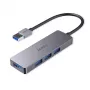 USB hub Aukey CB-H36 — 4-port USB 3.2 Gen 1 Type-A, host USB 2.0, 5000 Mbit/s, hliník strieborný
