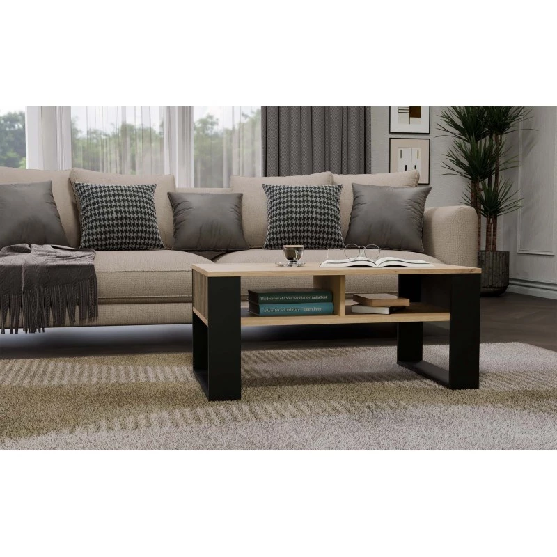 top e shop STOLIK KAWOWY ŁAWA MODERN 2P štíhly Dub Artisan čierne lamely