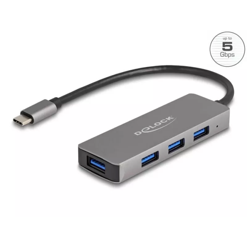 DeLOCK 63173 USB hub Type-C 5000 Mbit/s čierny