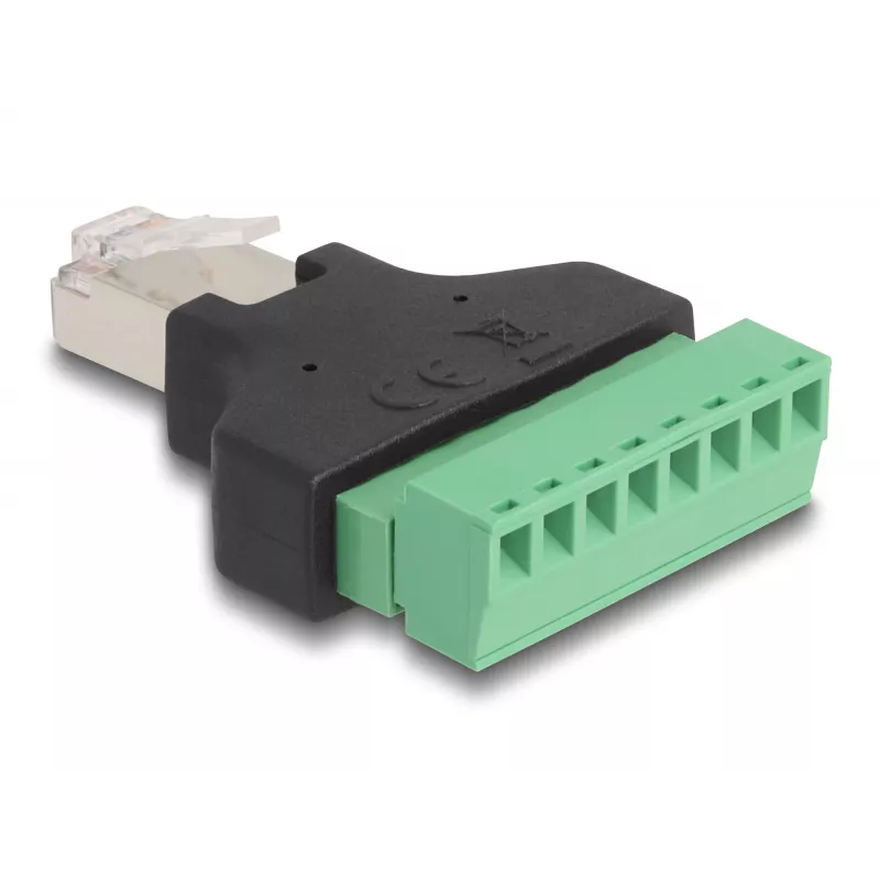 DeLOCK adaptér RJ45 samec > svorkovnica 8-pólová 2-dielna 3,81 mm