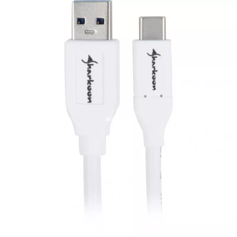 USB 3.2 Gen 2 kábel, USB-A konektor samec > USB-C konektor samec (biela, 0,5 metra)