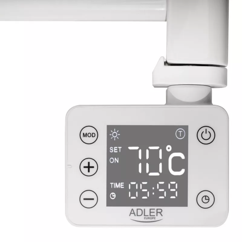 Elektrický kúpeľňový radiátor Adler AD 7824 600 W, biela, IP24, na stenu, 500×900 mm