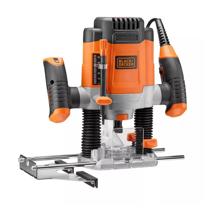 Router/Trimmer Black & Decker KW1200EKA-QS — kompaktná horná fréza s nastaviteľnou hĺbkou, ergonomický dizajn