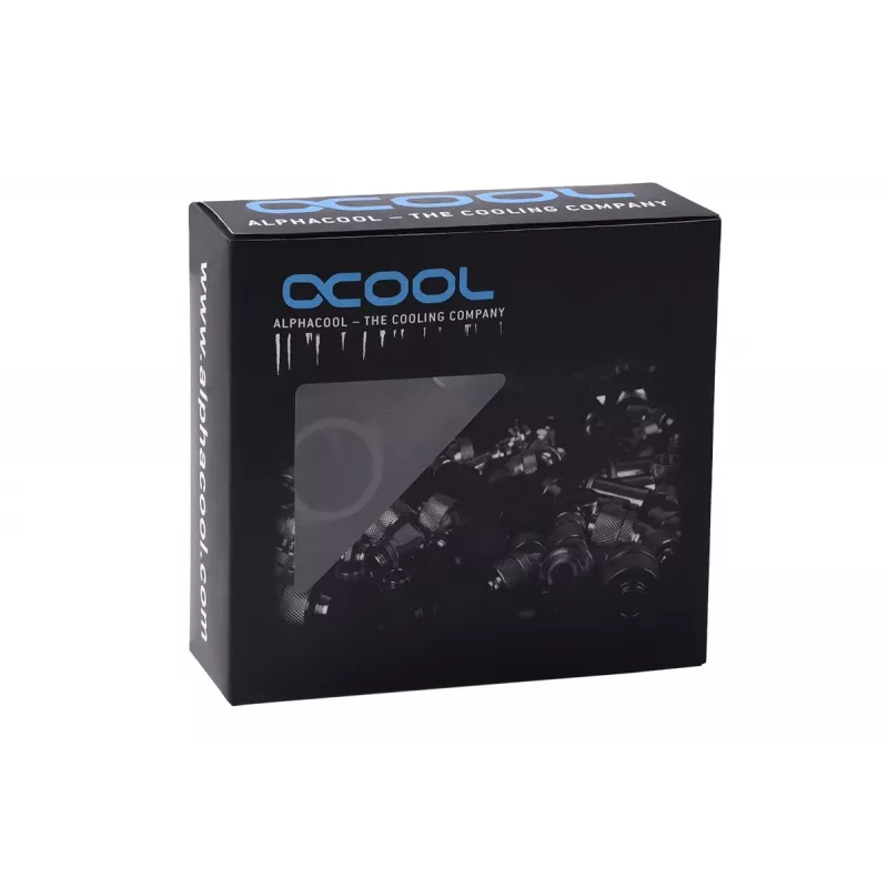 Sada fitingov Alphacool 17475 — mosadzné fitingy, čierne, Ø 22 mm, V 20 mm