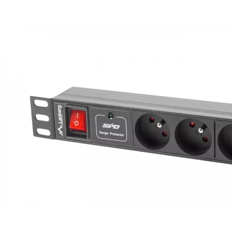 Lanberg PDU-04E04I-0200-IEC-BK 1U rackový PDU, 4x typ E + 4x IEC C13, 10 A, 2 m, čierny