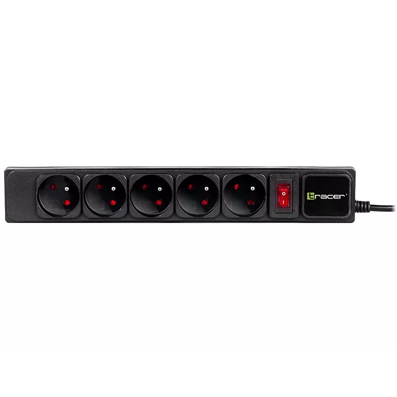 Tracer PowerGear čierna 5 AC zásuviek 1,5 m 2300 W