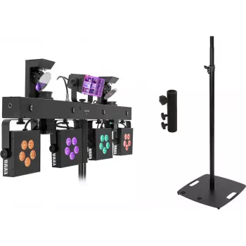 EUROLITE LED svetelná súprava KLS Scan Pro Next Compact s BPS-3 čiernym stojanom na reproduktor