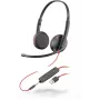 HP Poly Blackwire C3225 drôtová náhlavná súprava, na uši, binaurálna, USB-A + jack 3,5 mm, izolácia hluku, čierna