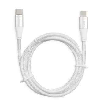 Kábel USB-C na USB-C IBOX IKUTC1W 1 m, USB 2.0, 3 A, biela, textilný oplet