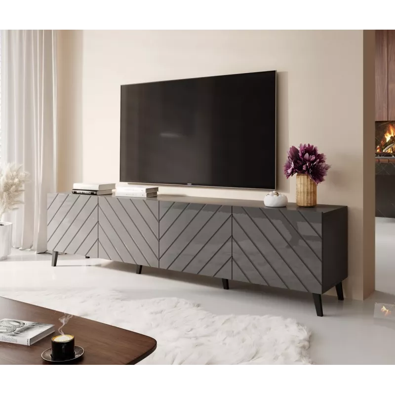 RTV skrinka ABETO 200x42x52 grafitová/lesklá