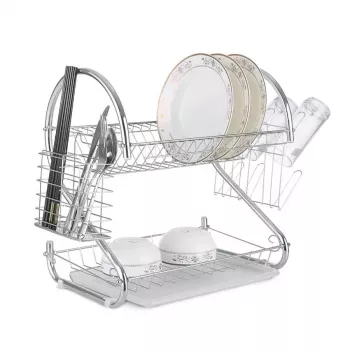 Stojan na odkvapkávanie riadu Maestro MR-1025-38, lakovaná oceľ, dvojitá konštrukcia, 38 cm, chrómový povrch
