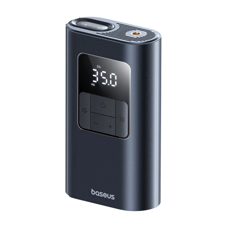 Baseus PrimeTrip VA1 prenosný kompresor na pneumatiky, 75 W, 2v1 s baterkou a powerbankou 6000 mAh, čierny