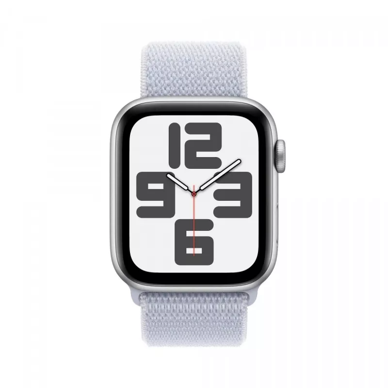 Watch SE GPS + Cellular 44 mm strieborné hliníkové puzdro s Blue Cloud Sport Loop