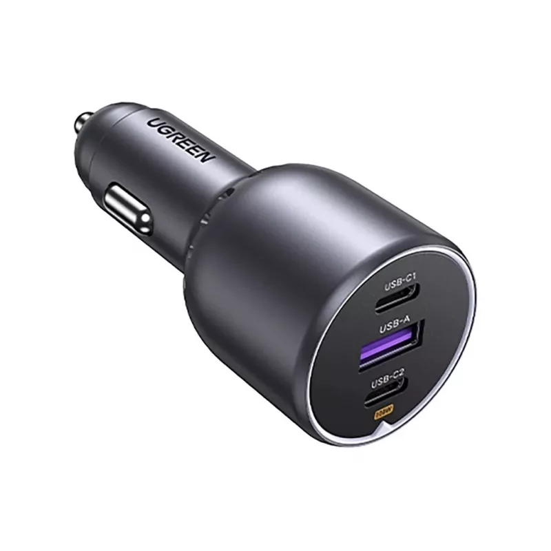 Ugreen 130W 3-portová rýchlonabíjačka do auta sivá