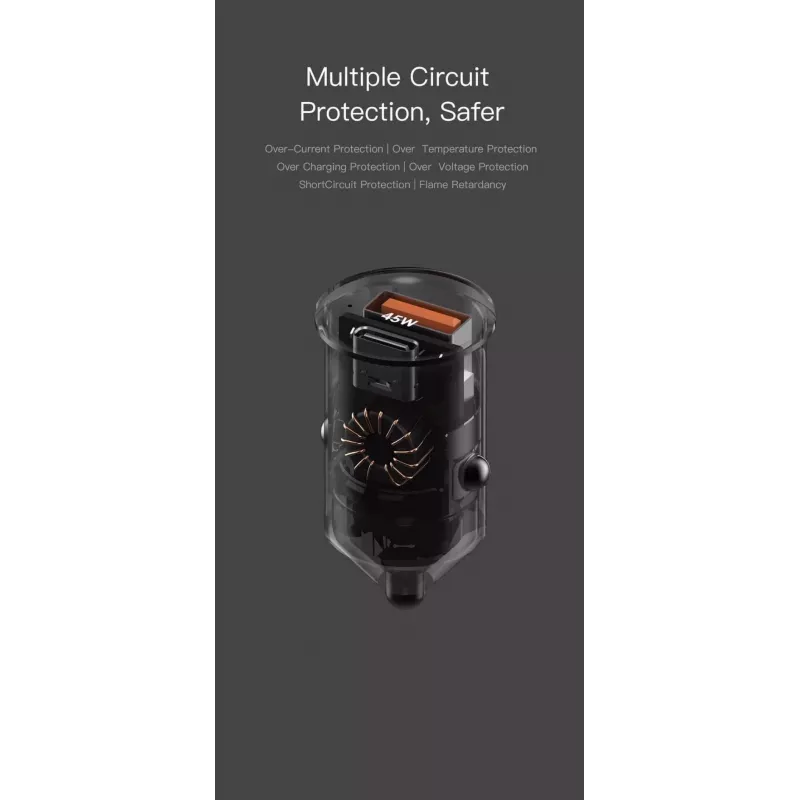 Autonabíjačka Orsen C8 45W — 45W USB-C PD rýchle nabíjanie, čierna