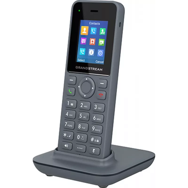 Grandstream DP725 bezdrôtové DECT HD slúchadlo, 1,8-palcový farebný TFT displej, 20 SIP účtov/liniek, push-to-talk, sivé