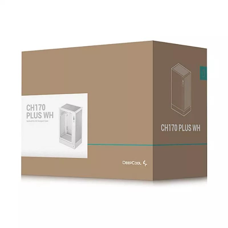 DeepCool CH170 PLUS WH Midi Tower počítačová skriňa, Micro ATX, bez zdroja, 4 rozširujúce sloty, biela