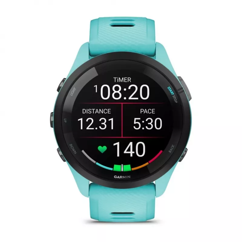 Garmin Forerunner 265 3,3 cm (1,3 palca) AMOLED 46 mm digitálne 416 x 416 pixelov dotyková obrazovka čierna, modrá Wi-Fi GPS (satelit)