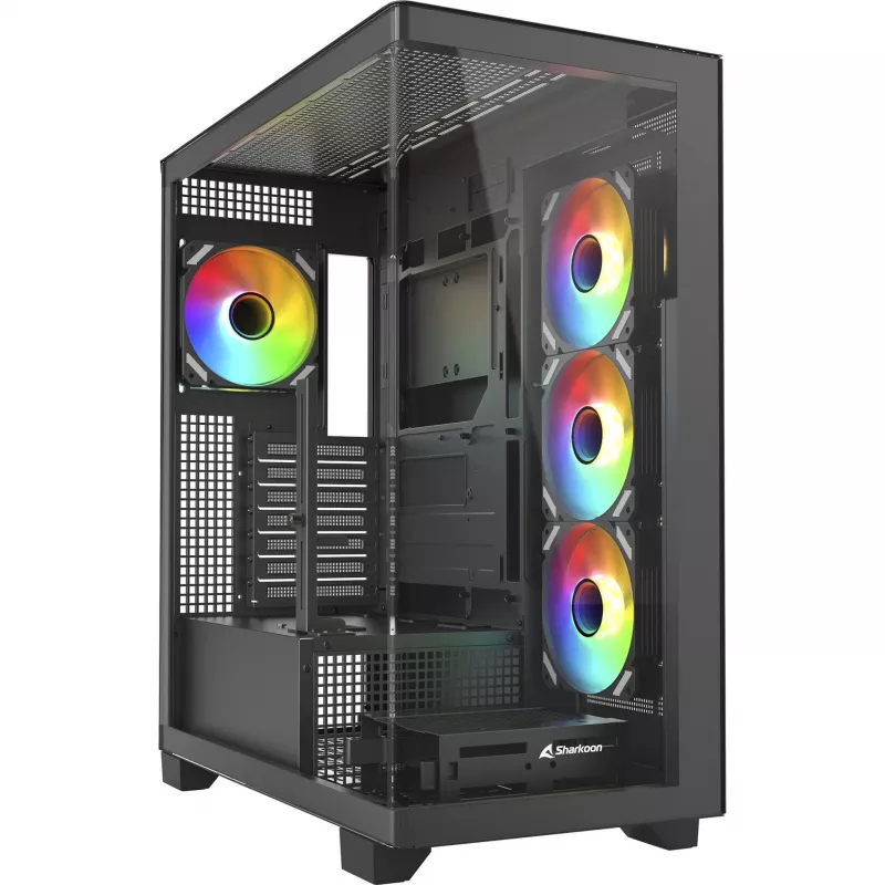 ELITE SHARK CA500, skriňa tower čierna, 2x tvrdené sklo