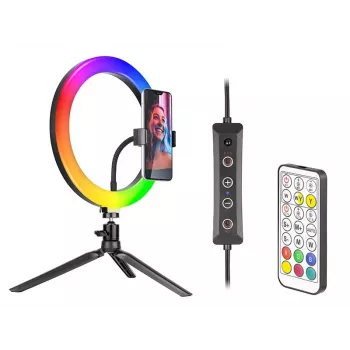 Prstencová lampa RGB 26 cm so statívom