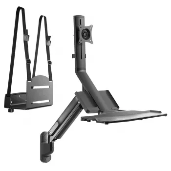Nástenná pracovná stanica MACLEAN MC-838 s plynovou pružinou pre monitor, klávesnicu a PC