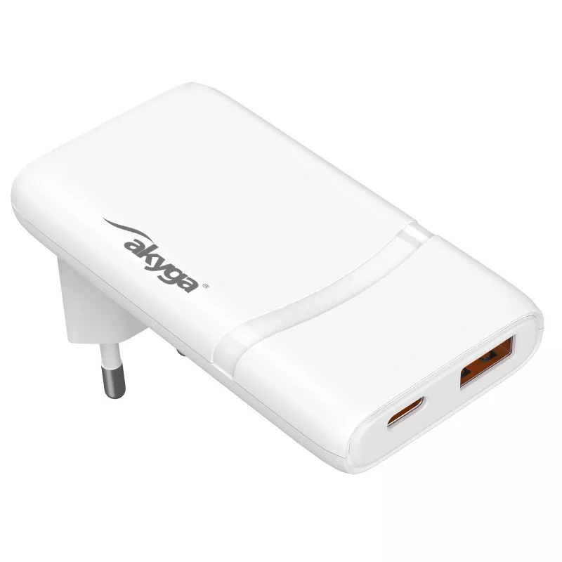 Akyga AK-CH-31 plochá GaN USB nabíjačka 65 W, USB-C PD + USB-A, biela