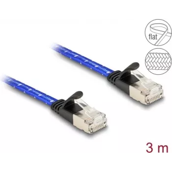 Sieťový kábel DeLOCK RJ45 plochý Cat.6A 3m modrý