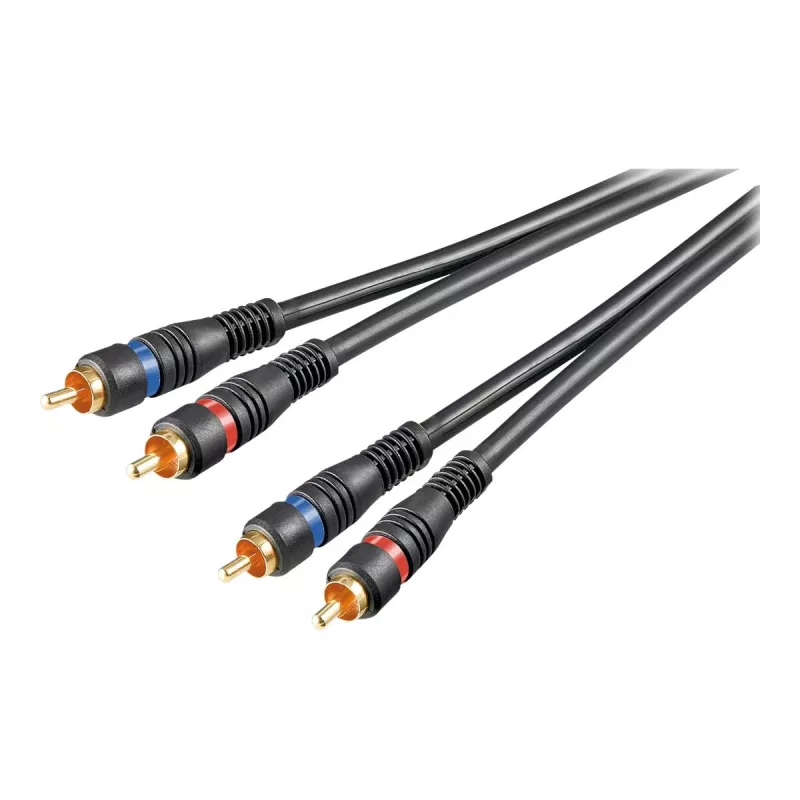 Wentronic Goobay - audio kábel - composite audio - RCA (samec) na RCA (samec) - 1,5 m - dvojito tienený koaxiálny kábel - čierny (50032)