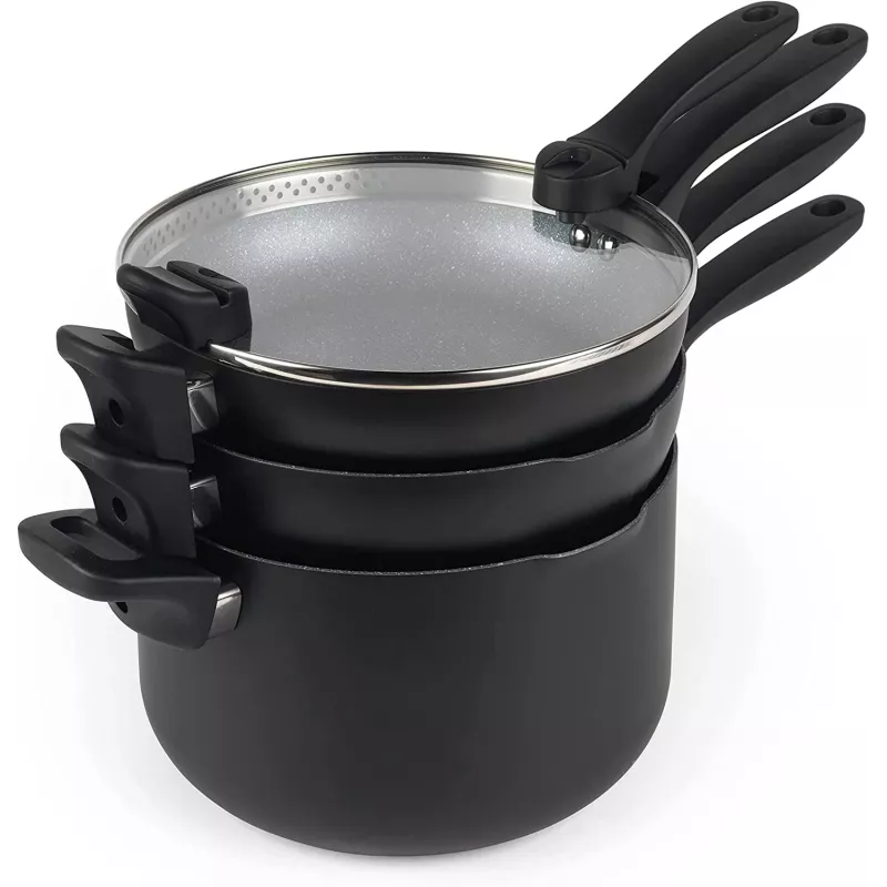 Sada hrncov Russell Hobbs RH01840EU7 – 4-dielna stohovateľná, metalická mramorovaná