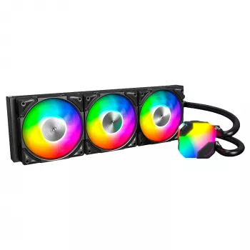 AIO vodné chladenie Montech Hyper Flow ARGB 360 mm čierne – 360 mm radiátor, ARGB, uzavretý CPU chladič