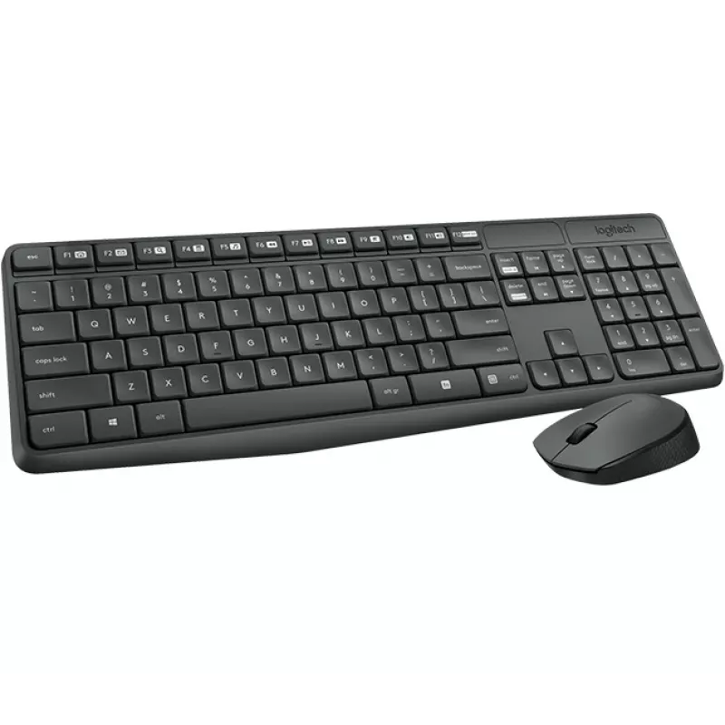 Logitech MK235 bezdrôtová súprava klávesnice a myši plná veľkosť sivá