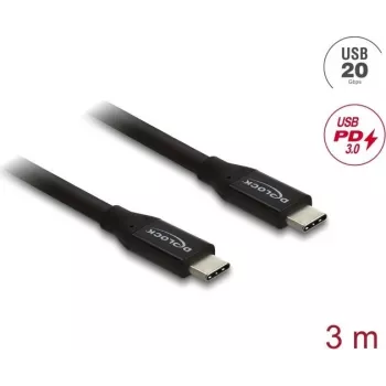 USB koaxiálny kábel DELOCK 20 Gbit/s s PD 3.0 60 W (model 81708)