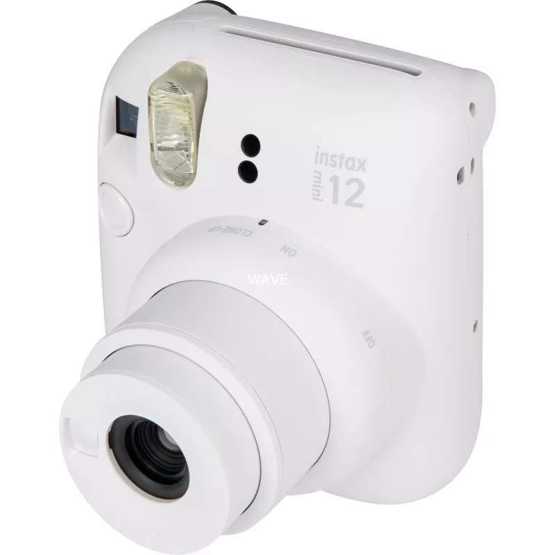 Instantná kamera Fujifilm Instax Mini 12 biela — výtlačky 86×54 mm, ohnisková vzdialenosť 60 mm, AA batéria