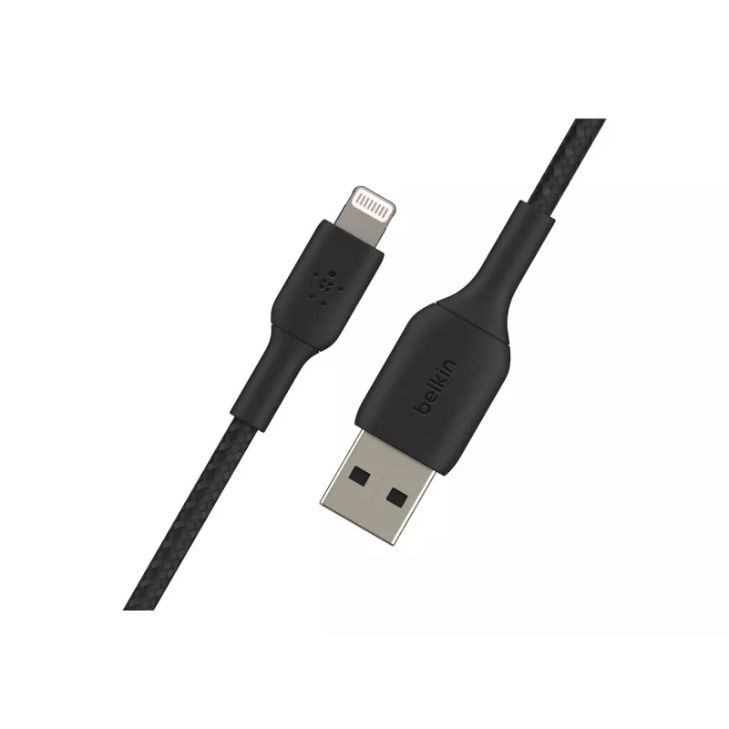Kábel pletený USB-Lightning 1 m čierny