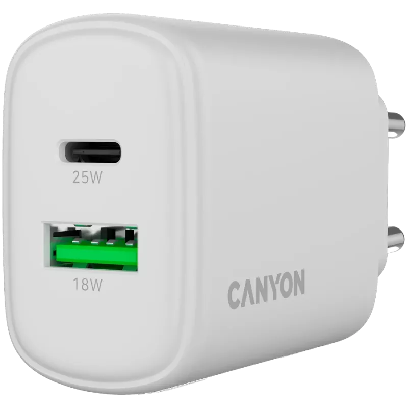 CANYON nabíjačka OnCharge 250 25W 1xPD 1xQC EU biela