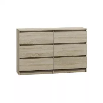 Komoda Top e Shop M6 120 SON 2x3, dub, 6 zásuviek, 1200×300×770 mm