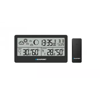 Meteostanica BLAUPUNKT WS20BK — zobrazenie vnútornej/vonkajšej teploty a vlhkosti, čierna, 1 senzor, LCD, na batérie