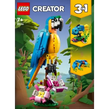 LEGO stavebnica Exotický papagáj 31136 — Creator display model, 253 dielov, 220×120×110 mm