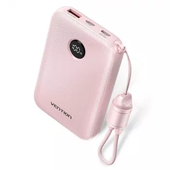 Powerbank Vention FKAP0-C 10000 mAh, 2× USB-C + 1× USB-A, 22,5 W, ružová