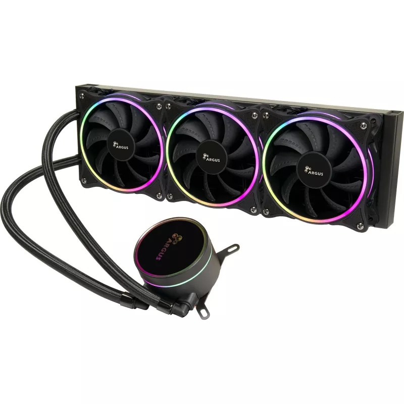 All-in-One kvapalinový chladič INTER-TECH LC-360 RGB — 12 cm ventilátor, hydraulické ložisko, čierny