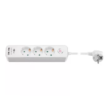Goobay 3-násobná predlžovacia zásuvka s vypínačom a USB, 1,5m kábel, Type F