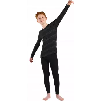 Odlo Set lang ACTIVE WARM ECO SET detská spodná bielizeň, veľkosť 116 cm, čierna a sivá