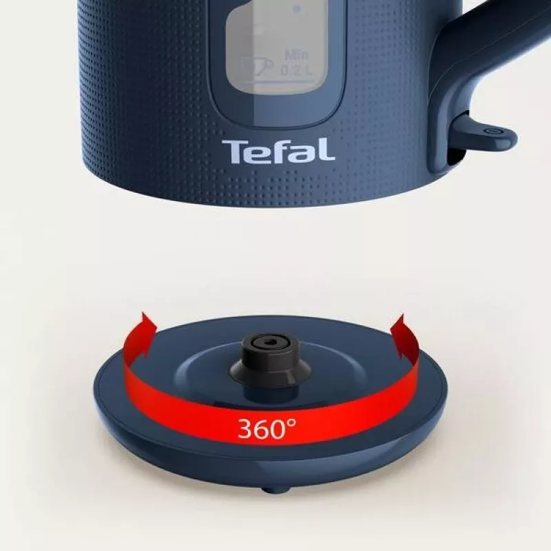 Elektrická kanvica Tefal KO2M0410 — 1,7 L, 2400 W, modrá, ukazovateľ hladiny vody, filter proti vodnému kameňu