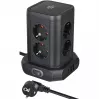 Zásuvková veža Brennenstuhl 1153560010 — 8 zásuviek, 2×USB-A, 1×USB-C, čierna