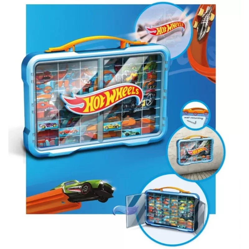 Hot Wheels úložný kufrík so svietiacim logom