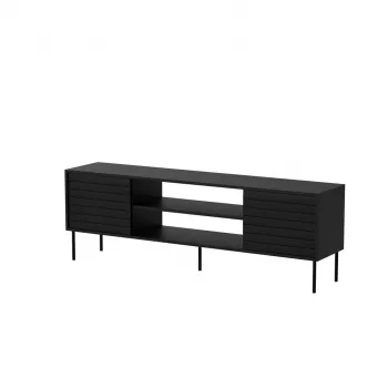 TV skrinka cama meble CORTINA EF 180×40×60 cm, čierna, vrchná doska drevotrieska, čierny rám
