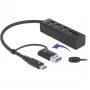 3 port USB 3.2 Gen 1 hub + SD a Micro SD čítačka kariet s USB Type-C alebo USB Type-A pripojením, USB hub
