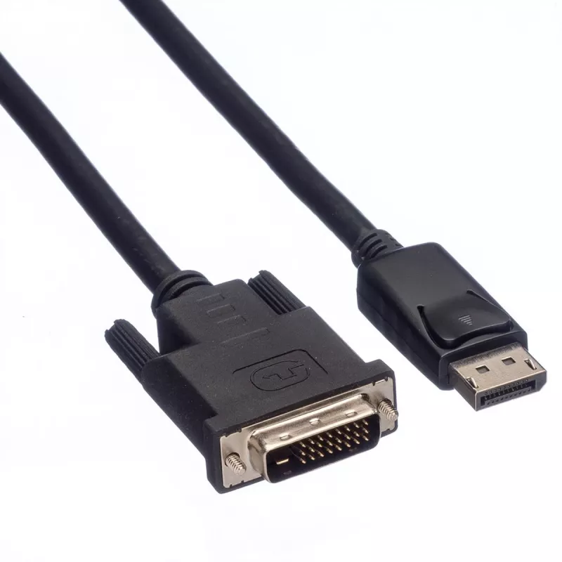 Roline - video kábel - DisplayPort (samec) na DVI-D (samec) - 2 m - skrutky s rukoväťou - čierny