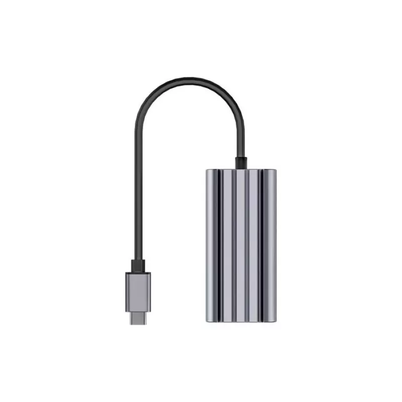 USB-C na RJ45 adaptér Unitek U1343AGY01 — 5 Gbit/s Ethernet, USB-C (konektor samec) na RJ45 (konektor samica), sivý, 0,15 m kábel