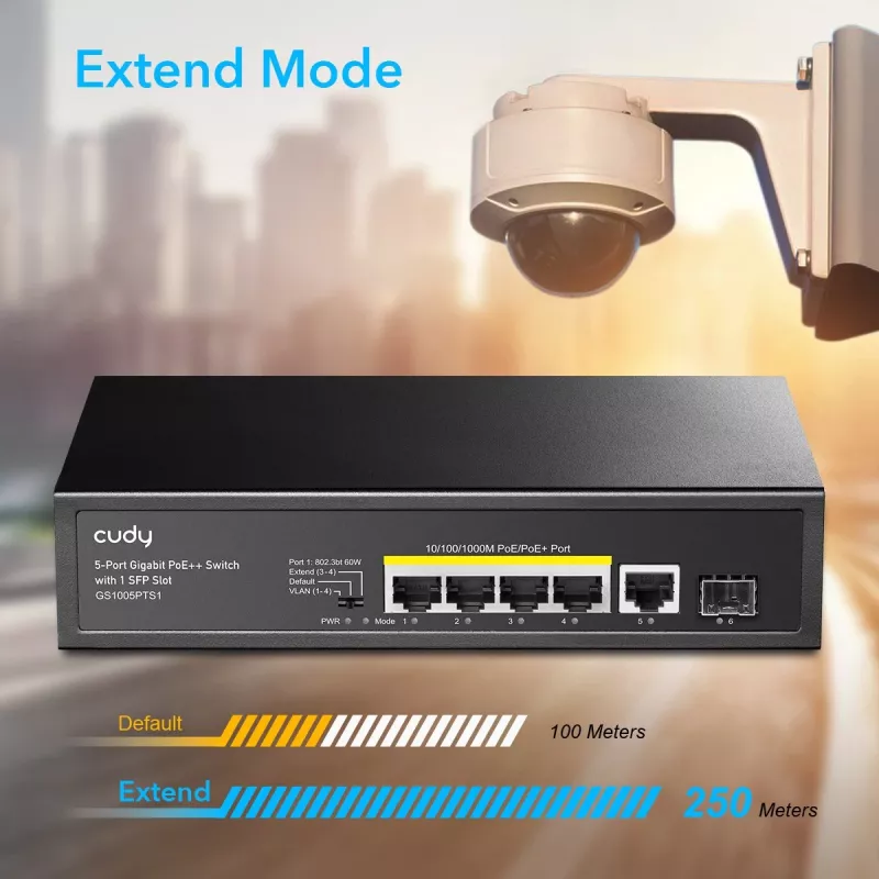 Cudy GS1005PTS1 sieťový switch Gigabit Ethernet (10/100/1000) Power over Ethernet (PoE) čierny